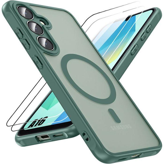 Coque de protection - BOOLING - Samsung Galaxy A16 4G/5G - Vert Nuit - Antichoc - 2 Verres Trempés