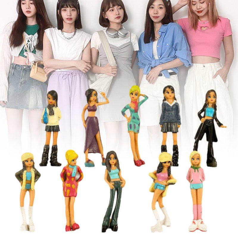 10pcs Y2k Style Girl Toys Doll Model Gift Tabletop Decoration Room Ornaments