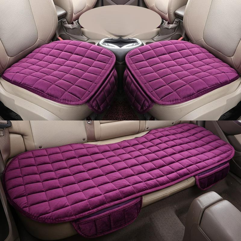 Three-piece Car Seat Cushion Set, Winter Plush Three-piece Set, Tie-free Non-slip Seat Cushion, Plush Seat Cushion