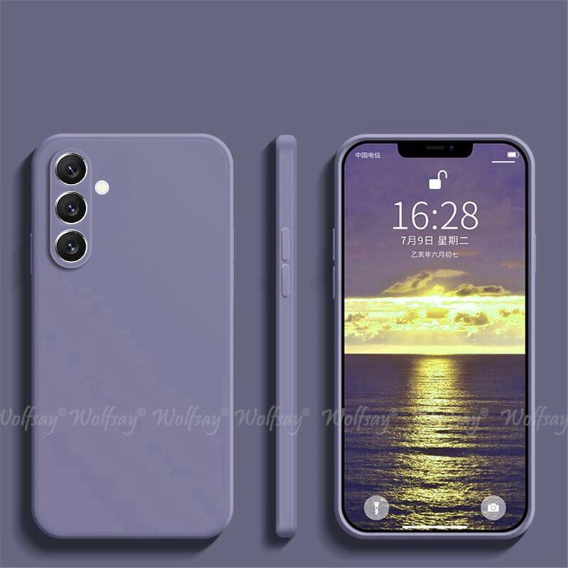 Чехол для Samsung Galaxy M55 Жидкий силикон Однотонный Резина ТПУ Ударопрочный Защитный чехол для телефона Чехол Samsung M55 Чехол Galaxy M55 M55