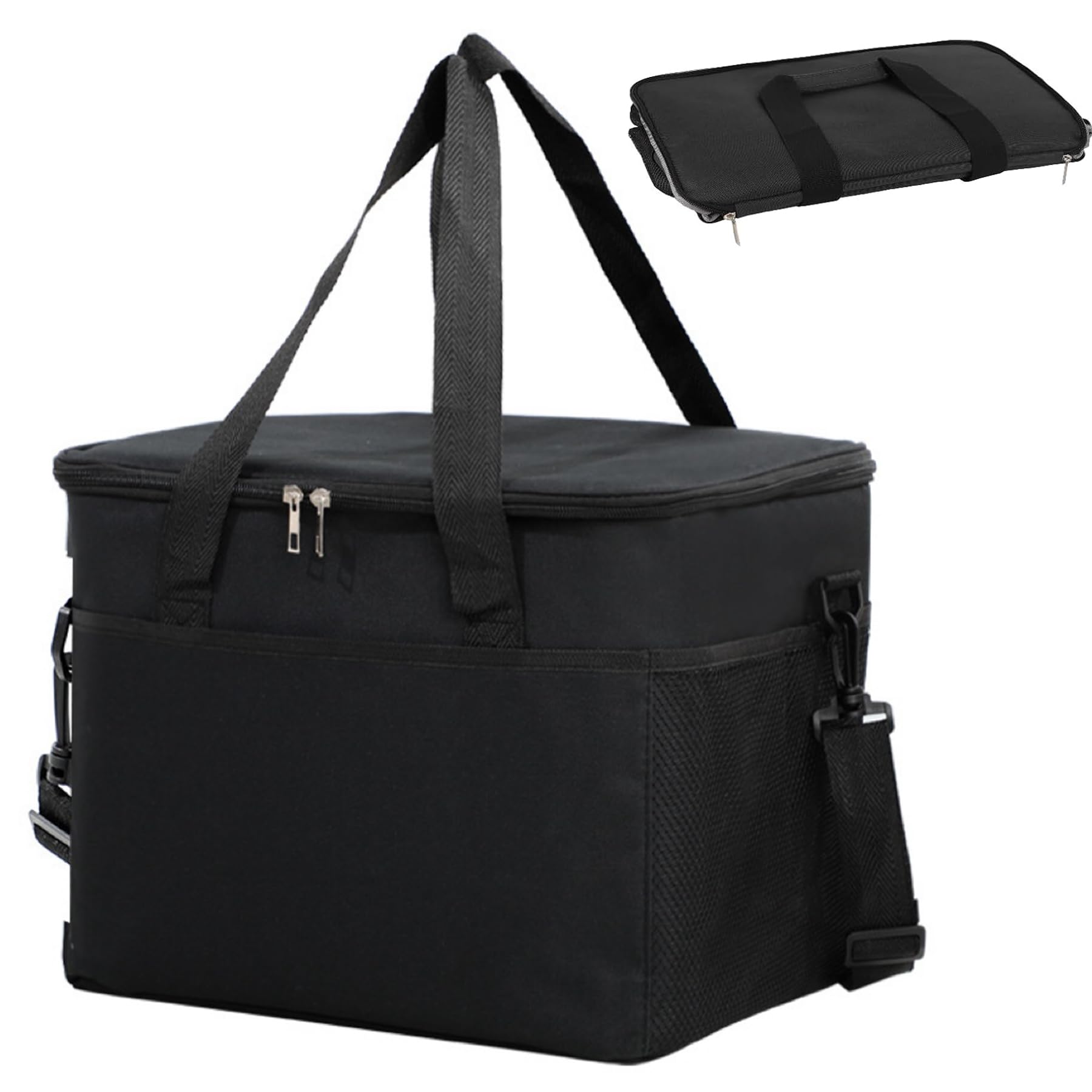

COBATTC Soft Cooler Large Capacity for Sports Day Box, 22L, Insulated, Wear-Resistant, Foldable, Camping, Fishing, Fireworks, BBQ, Leisure, (Black)