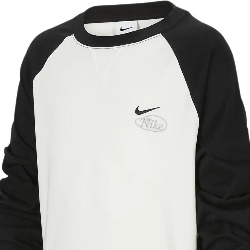 Nike Dri-Fit Athletics Comfortable Soft Loose Round Neck Quick-Dry Long Sleeve T-Shirt Kids Tops Sail-White Black HQ4742133