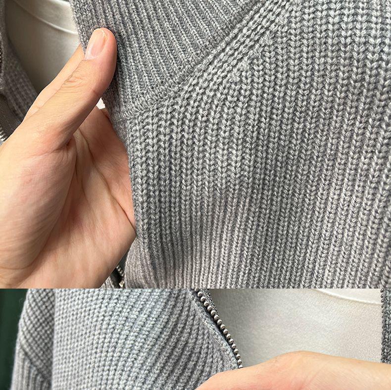 Men's Slim Fit Stand Collar Zipper Cardigan – Versatile Knit Sweater for Autumn and Winter