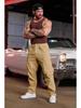 Men's Autumn Patchwork Cargo Pants with Large Pockets - Casual, Solid Color, Loose Fit, Small Leg Style