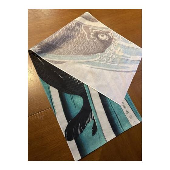 Ukiyo-e Tenugui Towel - Koinobori (Carp Streamer) by Kuniyoshi Utagawa - Approx. 97cm X 35cm - 100% Cotton - Premium Tokka Fabric - Vibrant Print -