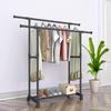 Double Pole Coat Rack Simple Reinforced Steel Frame Clothing Rack Bedroom Mobile Drying Rack Minimalist Floor Clothes Hanger