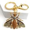 Vintage Crystal Bee Pendant Key Chain Women Alloy Rhinestone Keyring Car Bag Accessories Jewelry Llaveros Para Mujer K9242S04