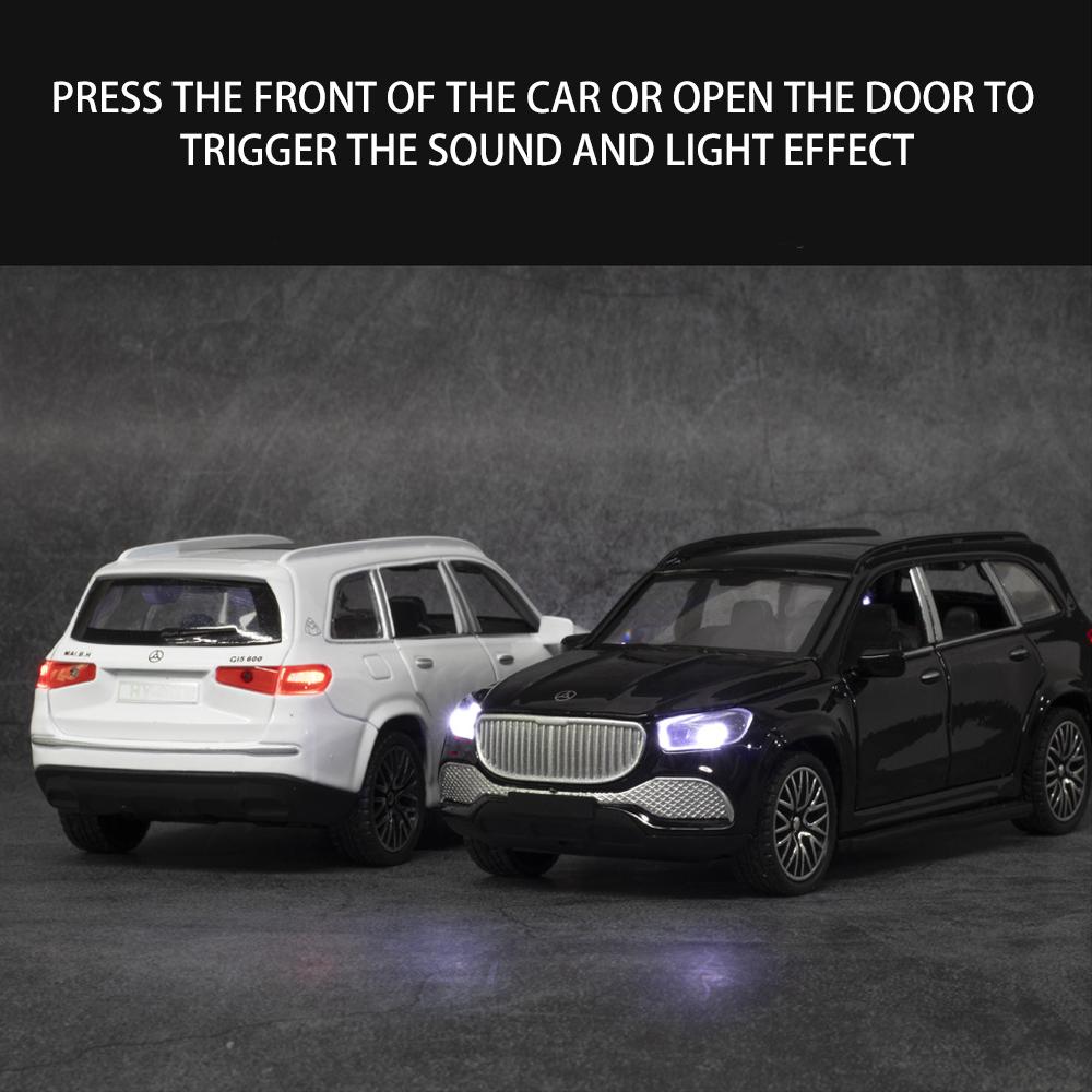 1/32 Scale Benz GLS600 Diecast Car Model Toy, Pull Back Toy Vehicle with Sound and Light for Kids Toddler Boys Girls Gift Collection
