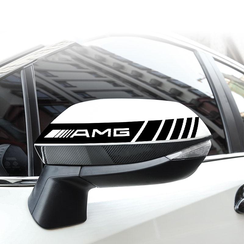 2Pcs Car Stripe Stickers Rearview Mirror Reflective Vinyl Decals Decoration For Mercedes Benz AMG W204 W205 W212 W213 W222 x153 W176 W177 Keychain