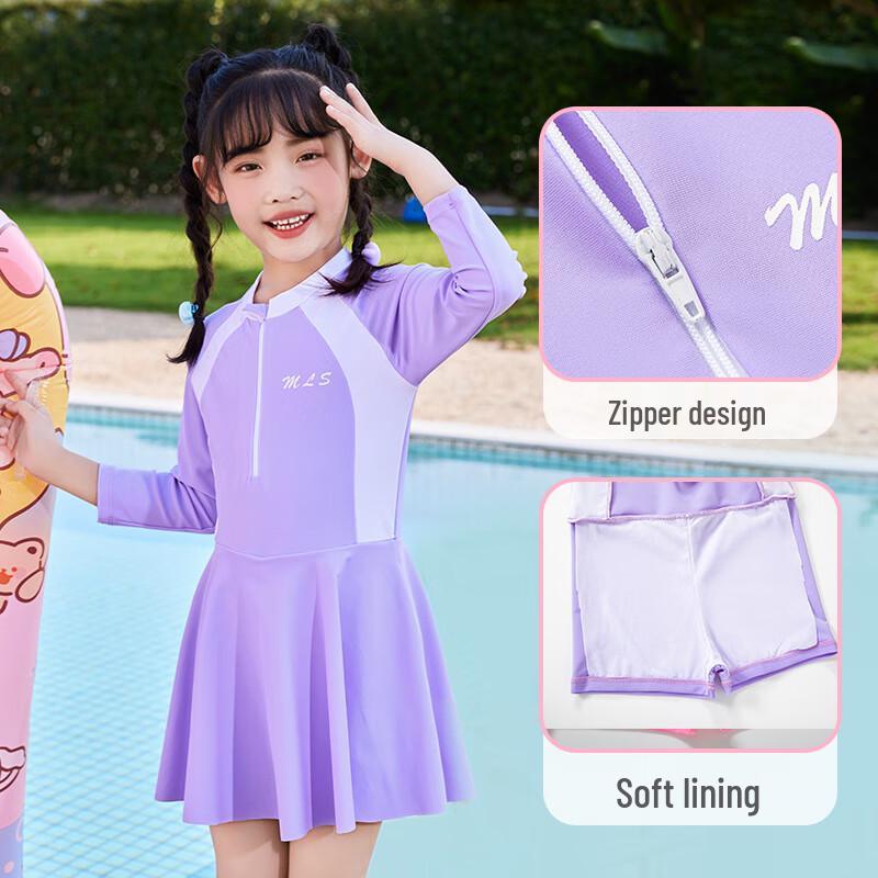 

Girls Long Sleeve Skirted One-Piece Swimsuit L
