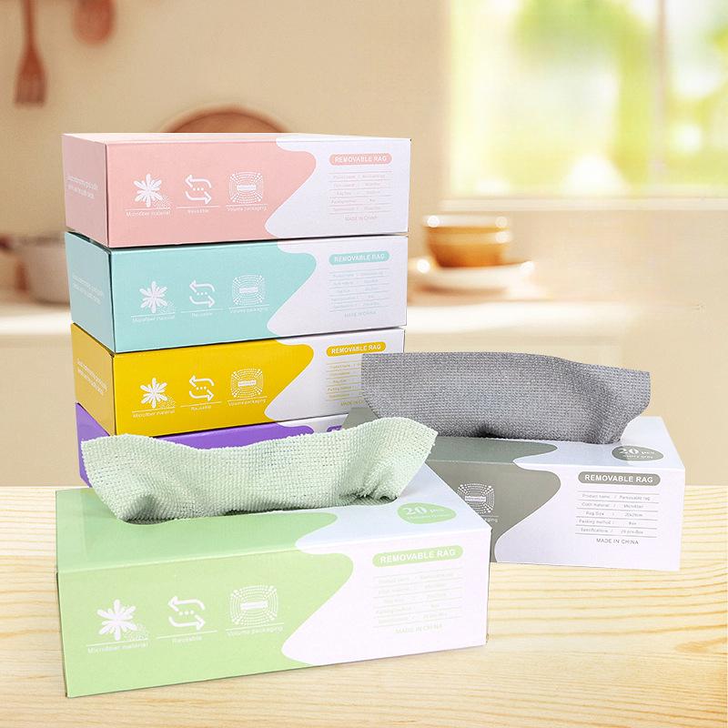 Microfiber Wash Cloth for Dishes,Multiuse Cleaning Rag 20x20cm,Kitchen Specific Dishwashing Cloth Disposable Cleaningcloth 20pcs/box,6 Box Mixed Color