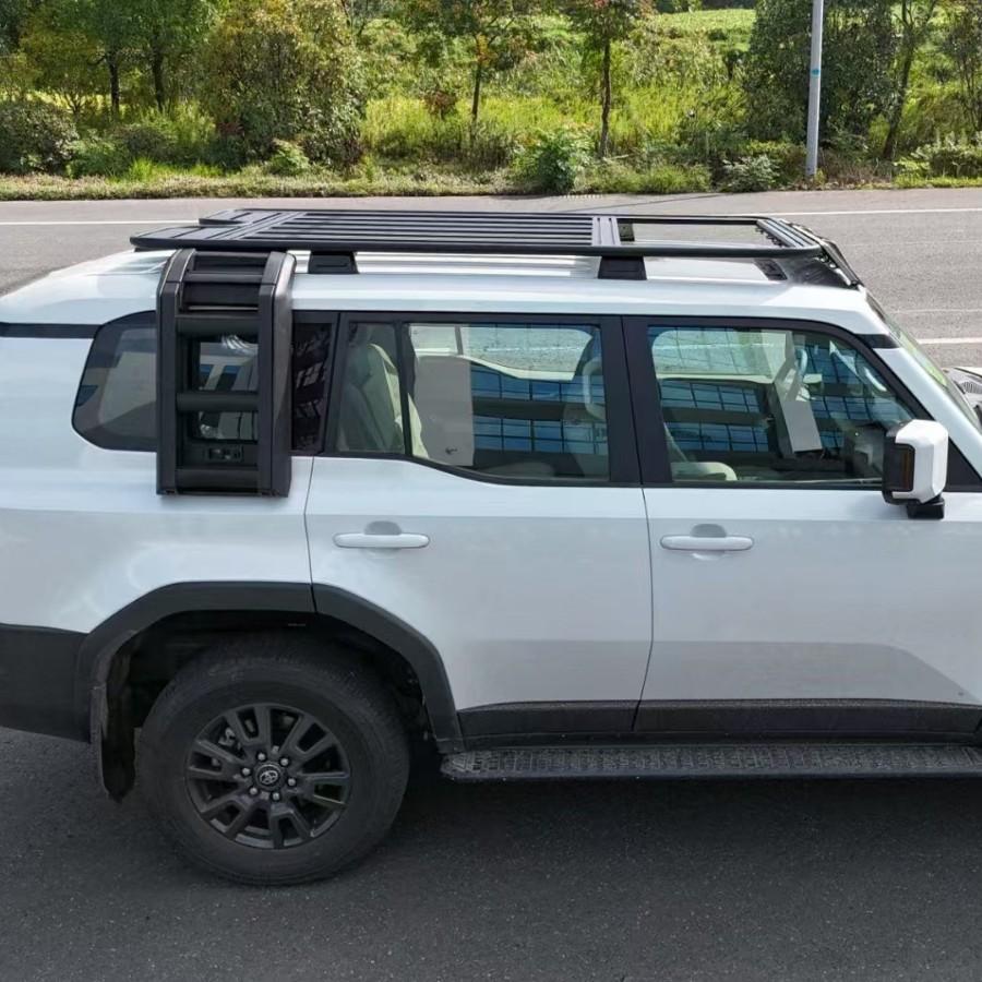 Для Toyota Land Cruiser 250 Prado LC250 Полный комплект, Алюминиевая багажная платформа на крышу со складной лестницей, Панель MOLLE и Внешний комплект OO1