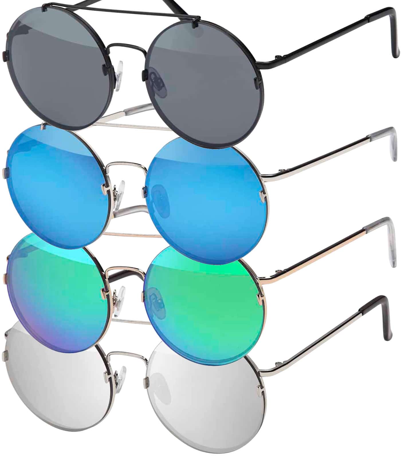 Occhiali da sole rotondi da donna in vetro piatto