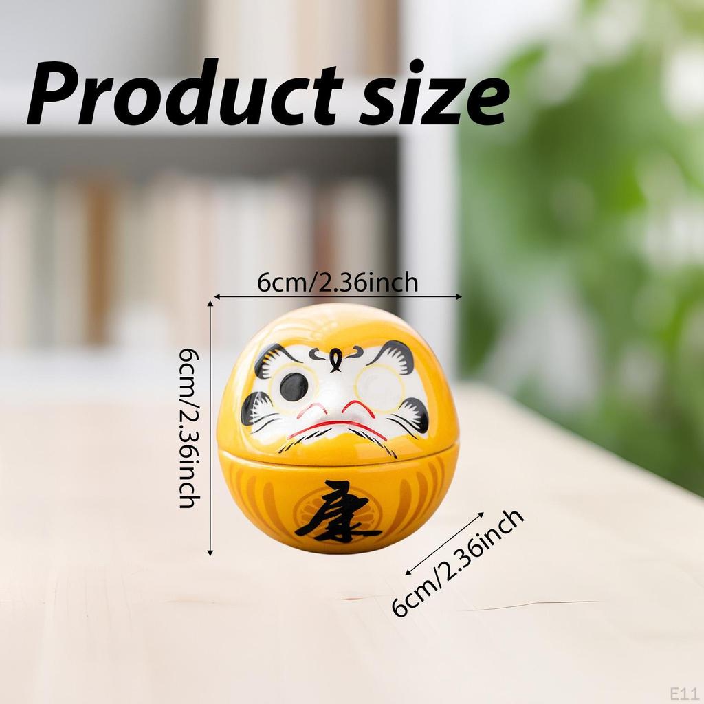 Kleine Keramik Daruma Puppe Japanische Kunst Skulptur Sammlerstück Tischmittelstück Dharma Dekoration
