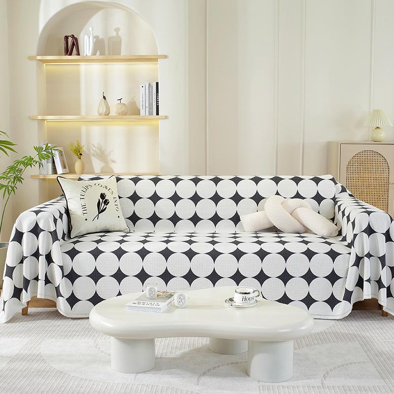 Sofa Cover for All Seasons, Printed Waffle Cushion, Non-slip All-in-one All-inclusive Sofa Cover Cover