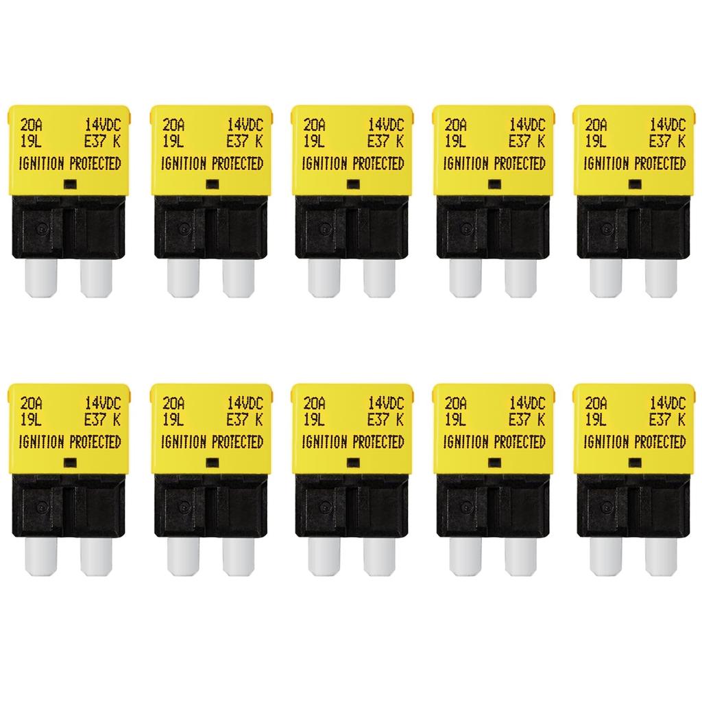 30 Amp Auto Reset Circuit Breaker ATC/ATO Resettable Fuses Low Profile Automotive Satandard Blade Fuse DC12V-32V for Car Truck RV Marine Boat 10 Pack