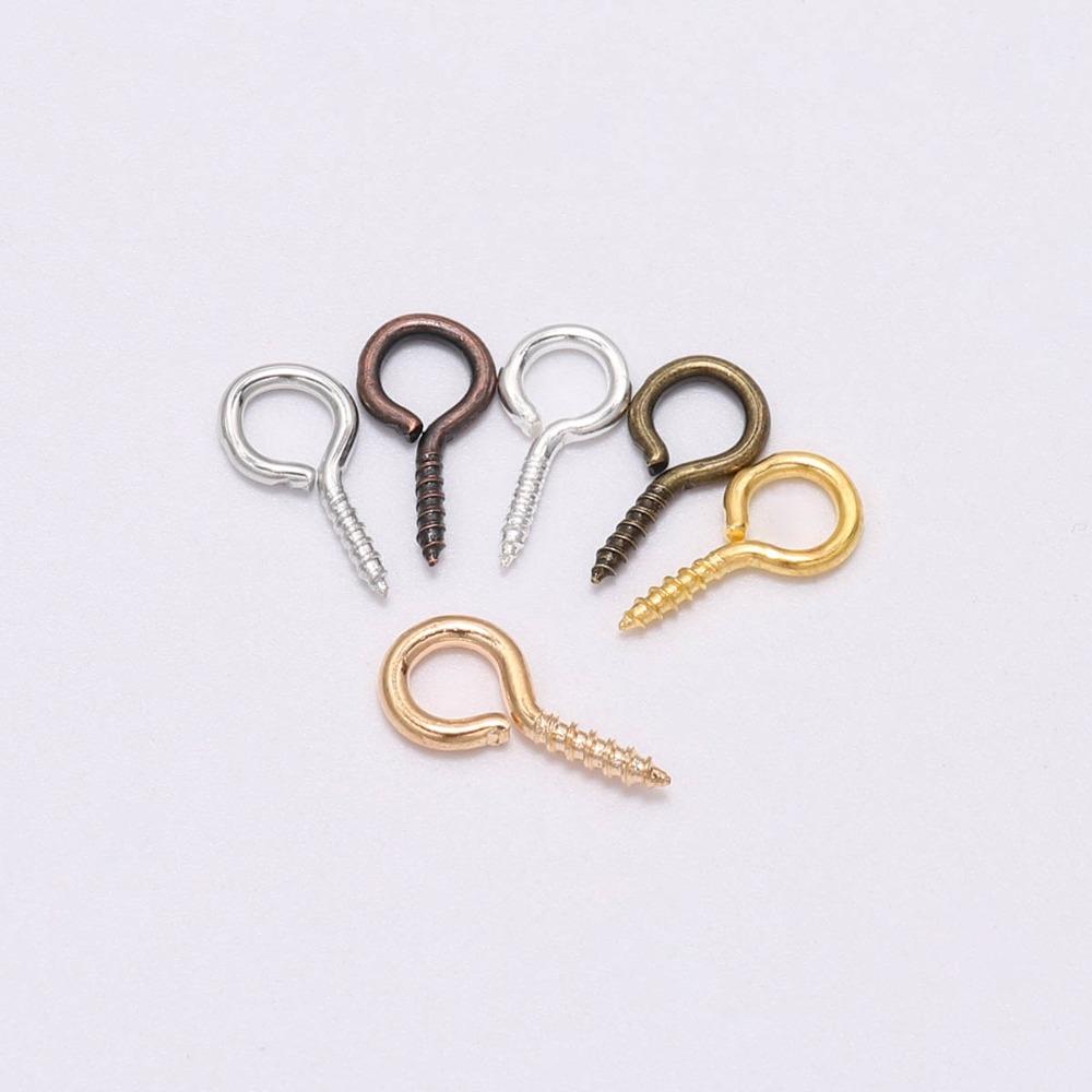 100-200Pcs Tiny Mini Eye Pins Screw Clasps Gold Connector Pendants Threaded Hooks For DIY Jewelry Making Findings Accessoies