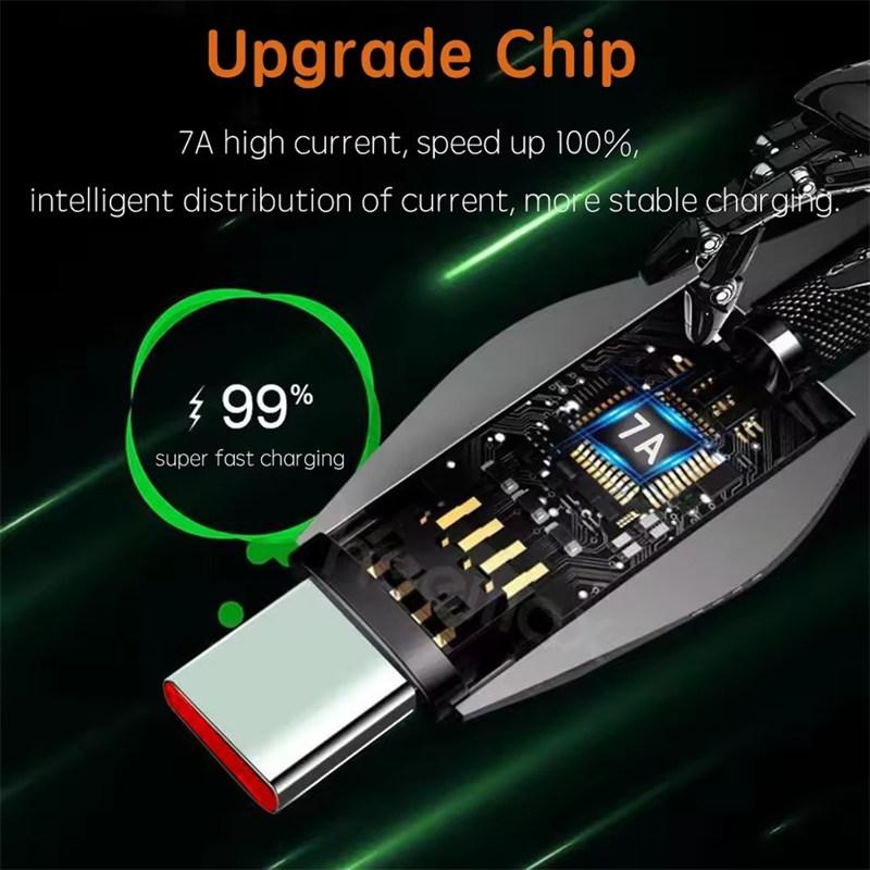 100W Type-C 7A Super Fast Charging Cable Indicator Light Datový kabel vhodný pro iPhone 6-14 Huawei Xiaomi Vivo Nabíjecí kabel pro telefony
