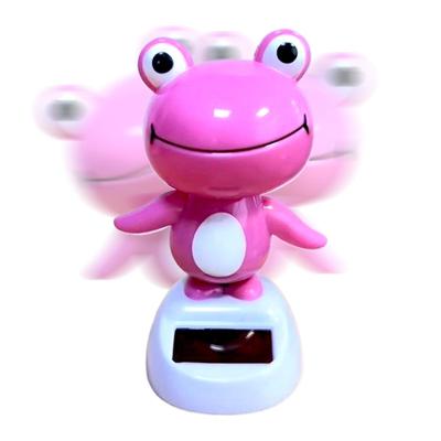 Pink Cute Frog Solar Bobbleheads Solar Powered Shaking Head Dancing Car Ornament Shaking Head Dashboard Decor