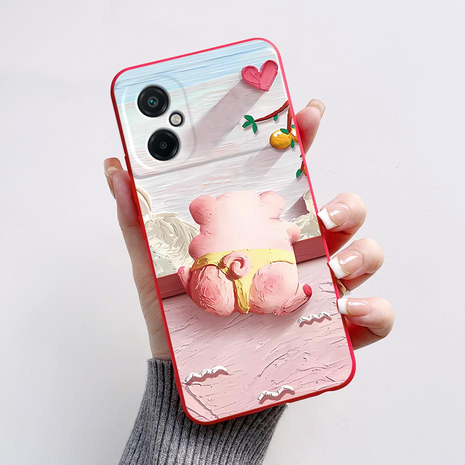 For Xiaomi Poco M5 M5S Phone Case Cute Panda Painted Full Protection Liquid Silicone Bumper For Poco M5 M 5 S Back Cover Shell