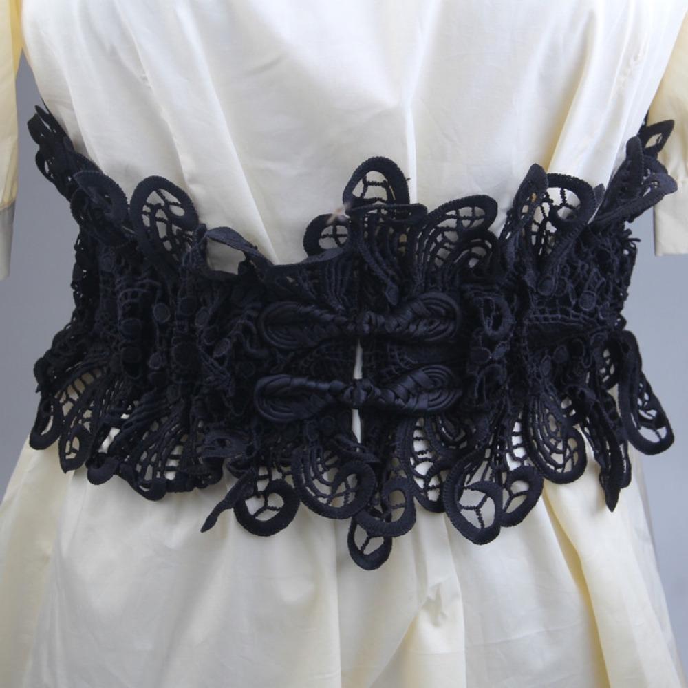 Hollow Lace Cummerbunds Solid Color Wide Waist Corset Elegant Corset Belt  Outfits