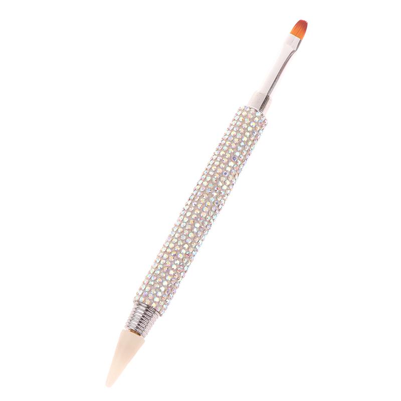Shiny Diamond Nail Art Brush Double-Ended Dotting Pen Carving Flower Painting Pen Diy Manicure Tool Acrylic Uv Gel Extension