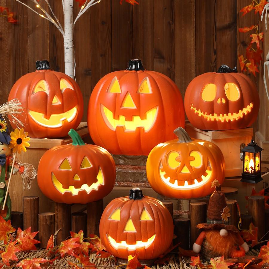Halloween Pumpkin Lantern Decorations & Photo Props Set