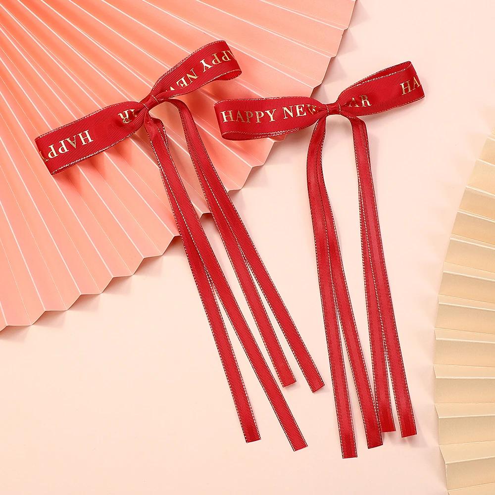 2pcs Long Tassel Ribbon Hairpin Cute Candy Bow Clip for Women Girls Party Gifts Headwear Side Clips Hair Accessories