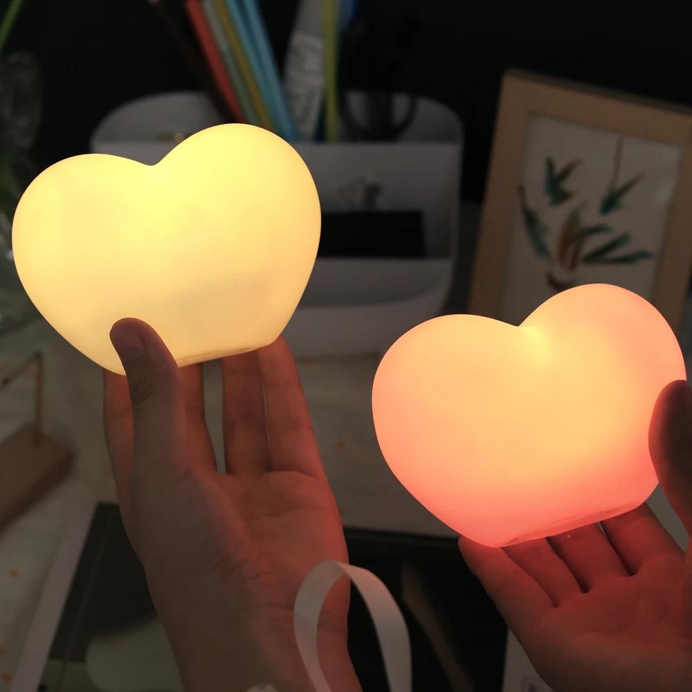 Atmosphere Decoration Love-Shaped Night Light Pink White Ambient Light  Qixi Festival