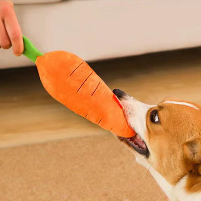 Carrot Dog Puzzle Toys Carrot Shape Dog Squeak Toys Stress Relief Dog Toys Stuffed Plush Puppy Toys For Small Medium And Large