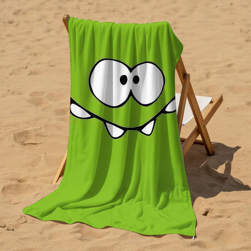 Green Cartoon Face Microfiber Beach Towel Quick Dry Sand Free Oversized Soft Absorbent Bath Towel for Swimming Pool Travel Gym