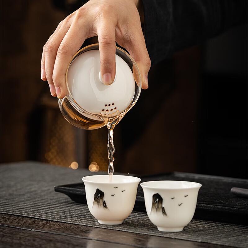 Dongyue Ink Wash Mountain Ceramic Travel Tea Set