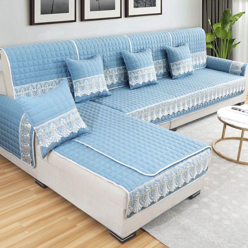 Autumn Winter Plush Sofa Covers Soft Peony Couch Cover Sofa Towel Sofa Cushion Continental Solid Color Sofa Towel Seat Cover