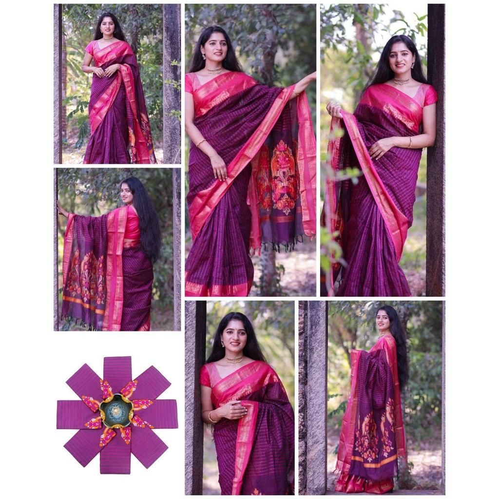 Premium Soft Lichi Silk Jacquard Saree
