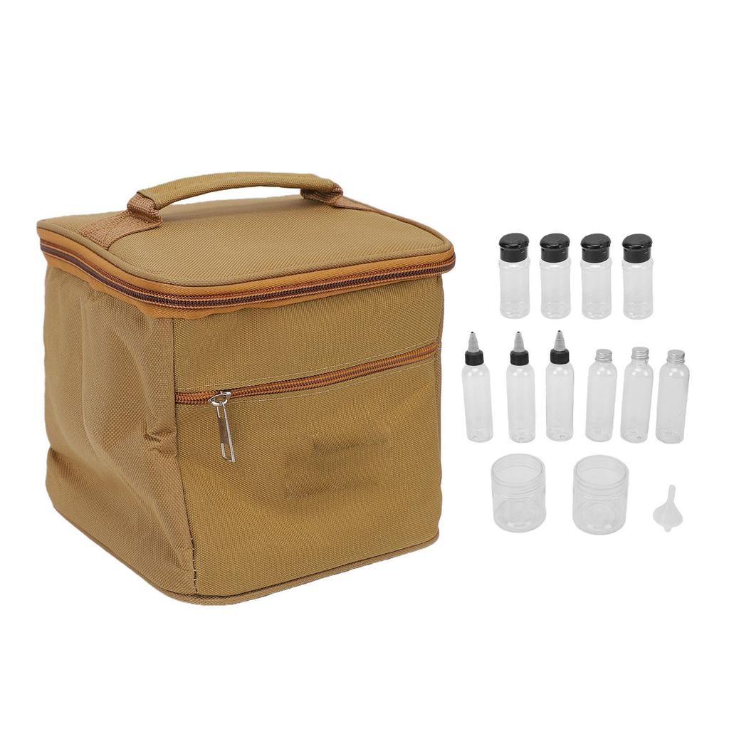15 Pcs Portable Seasoning Bottle Set Outdoor Camping Condiment Containers with Oxford Cloth Organizer Bag for Picnic