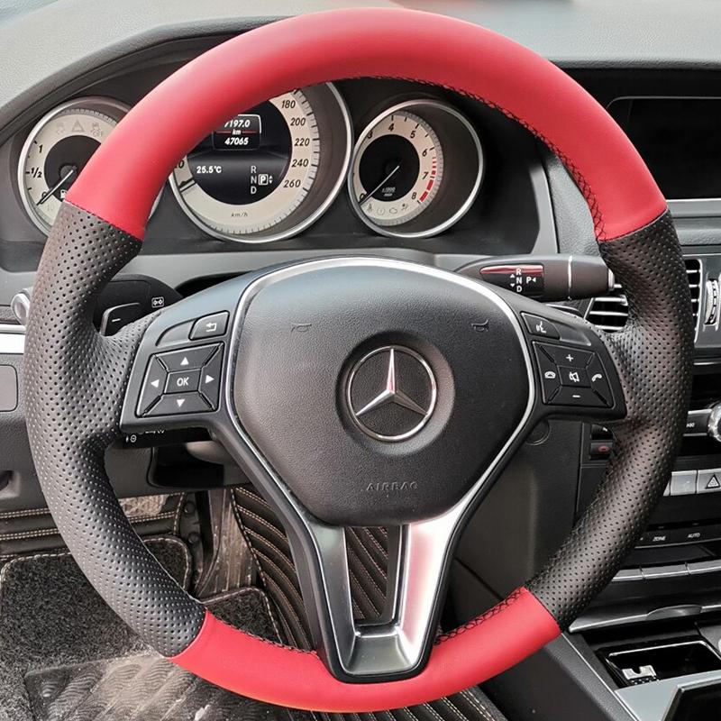 Pro Mercedes Benz W176 W246 Třída A Třída C W204 C117 C218 X218 W212 C207 Ručně šitý protiskluzový potah na volant do auta