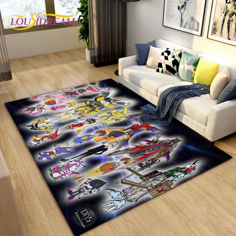Digimon Adventure Cartoon Area Rug Large,Carpet Rug for Living Room Bedroom Sofa Doormat Decoration, Non-slip Floor Mat Cover 3D