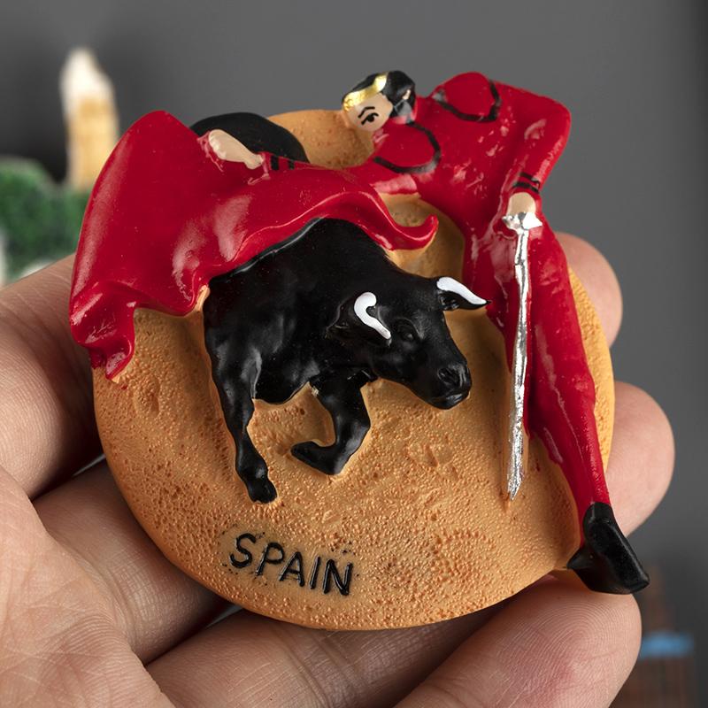 Spanish Fridge Magnet Refrigerator Sticker Madrid Barcelona Matador Model Resin Stereo Refrigerator Sticker Span Refrigerator St
