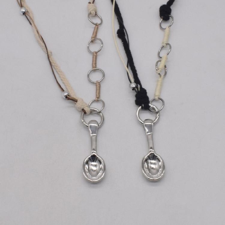 Chic and Quirky Spoon Pendant Necklace Delicate Spoon Pendant Necklace Elegant Braided Strings Neckchain Adornments