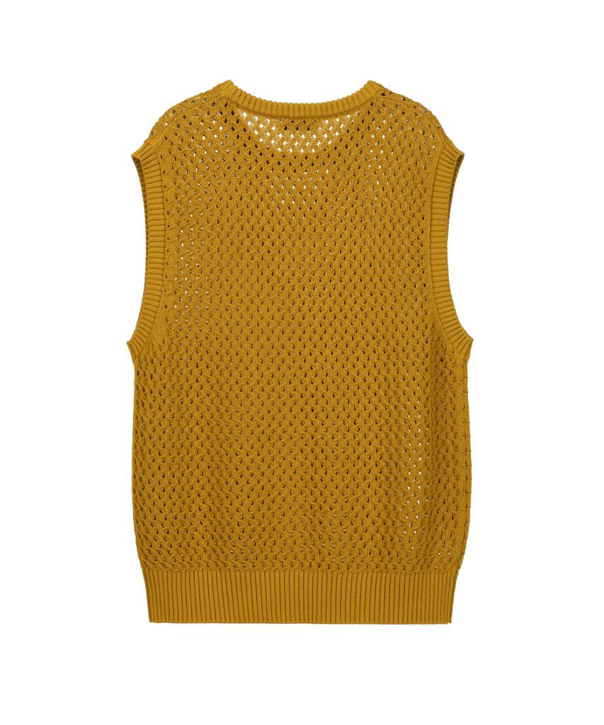 Il Corso Honeycomb Mesh Knit Vest Dark Yellow