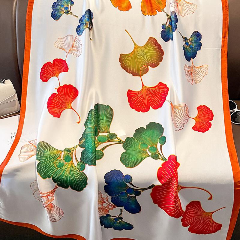 1116 new silk scarf fashion simulation silk summer sunscreen beach towel women's shawl air conditioner neck protection scarf yarn