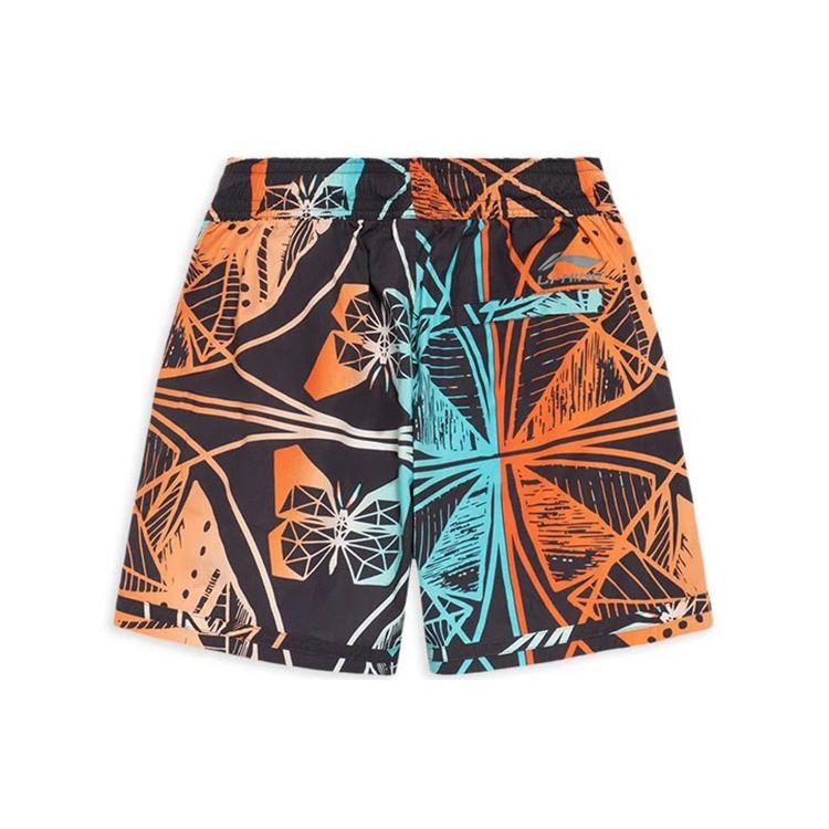 Li Ning All Over Print Abstract Pattern Drawstring Loose Sports Shorts Women shorts Earth-Gray AKSS018-1