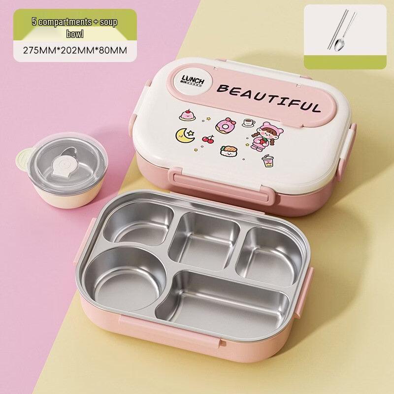 ZISIZ 304 Stainless Steel Insulated Divided Bento Lunch Box