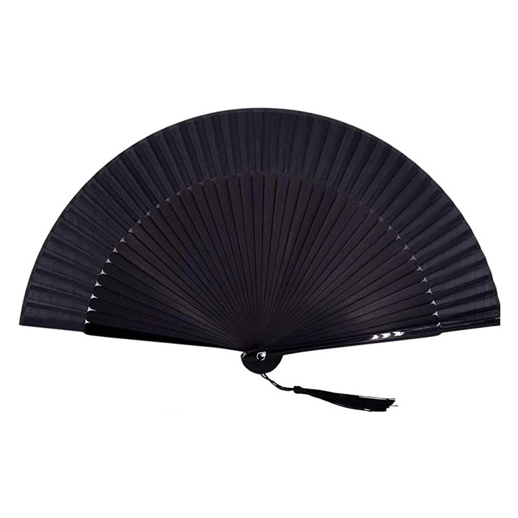 Vintage Black Bamboo Folding Fan – Handmade Retro Chinese/Japanese Style, 21.01 Cm, Lightweight & Durable