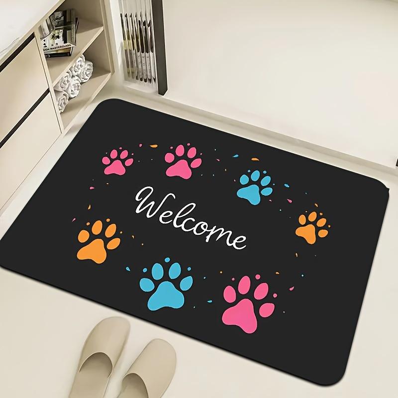 Entrance Entrance Non Slip Wear Resistant Easy To Clean Floor Mat Cute Cartoon Pet Paw Prints Welcome Mat Home Decor