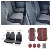 Grey Polyester+Leather+5mm Foam Laminate Front Seat Covers With Headrest Covers