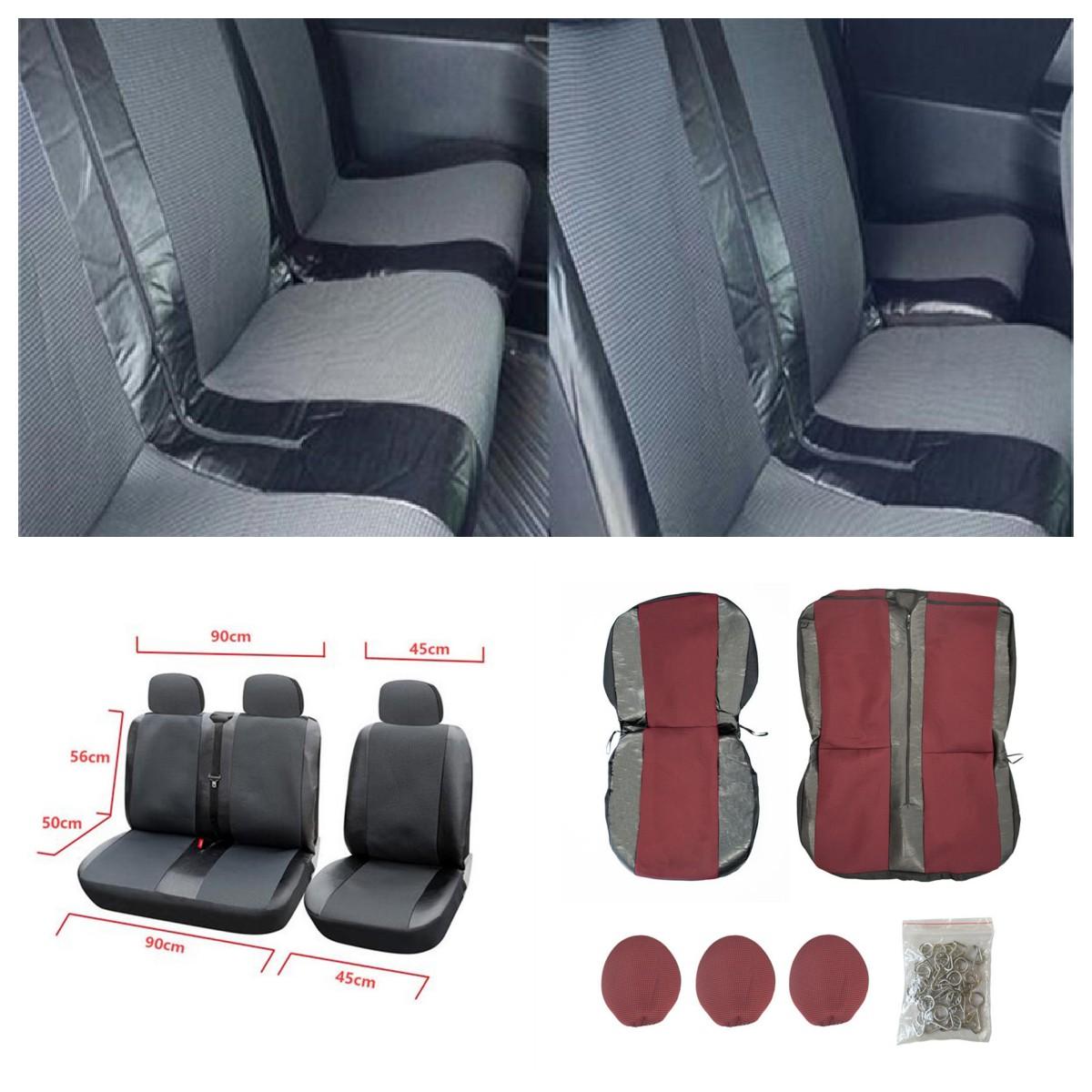

Grey Polyester+Leather+5mm Foam Laminate Front Seat Covers With Headrest Covers