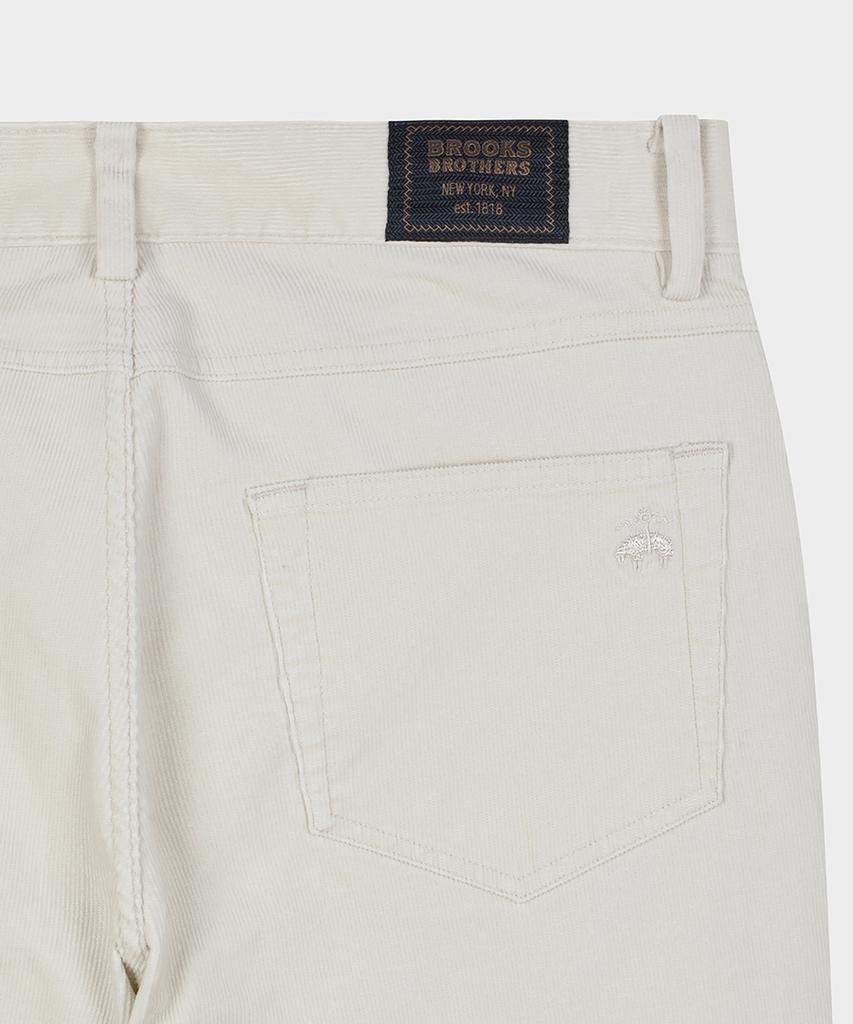 BROOKS BROTHERS Slim Fit 15W Corduroy 5-Pocket Pants (Ivory) (Bbpcmf0703Bew)