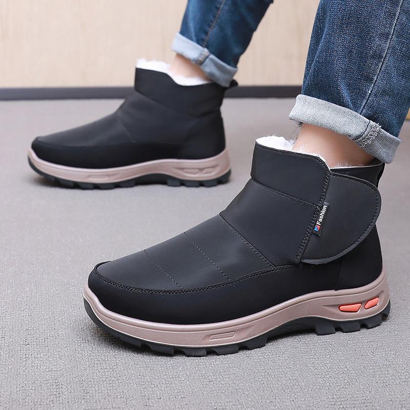 Winter men's pure wool cotton shoes with fleece and thickened fur integrated dad shoes non-slip medium and old snow boots