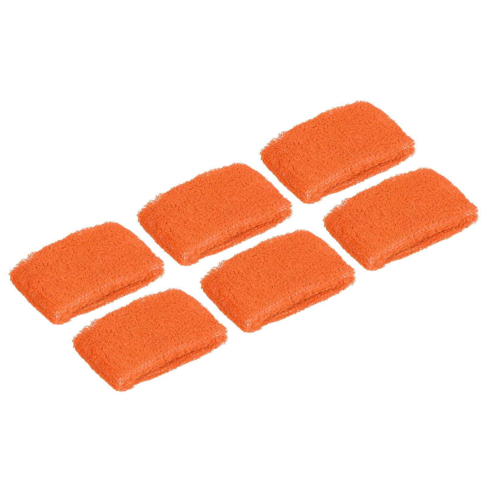 

PATIKIL Sports Wristband 8x5cm 6pcs Cotton Terry Cloth Absorbent Sweatband for Tennis Baseball Exercise Athletic Running Orange